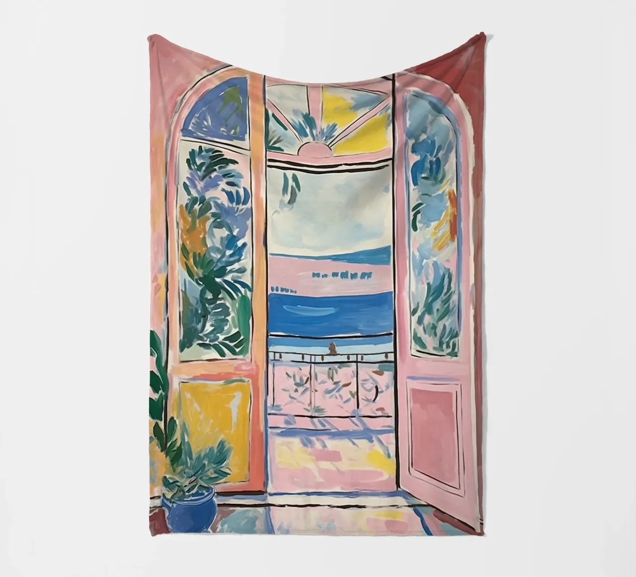 A window and the world behind it fleece blanket by Nikis Art Studio