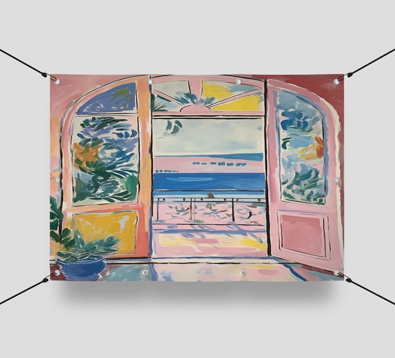 Una finestra e il mondo dietro di essa telo in pvc da Nikis Art Studio