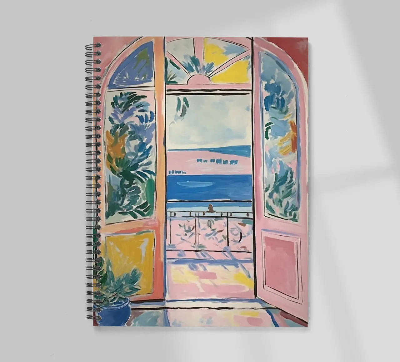 A window and the world behind it spiral notebook by Nikis Art Studio