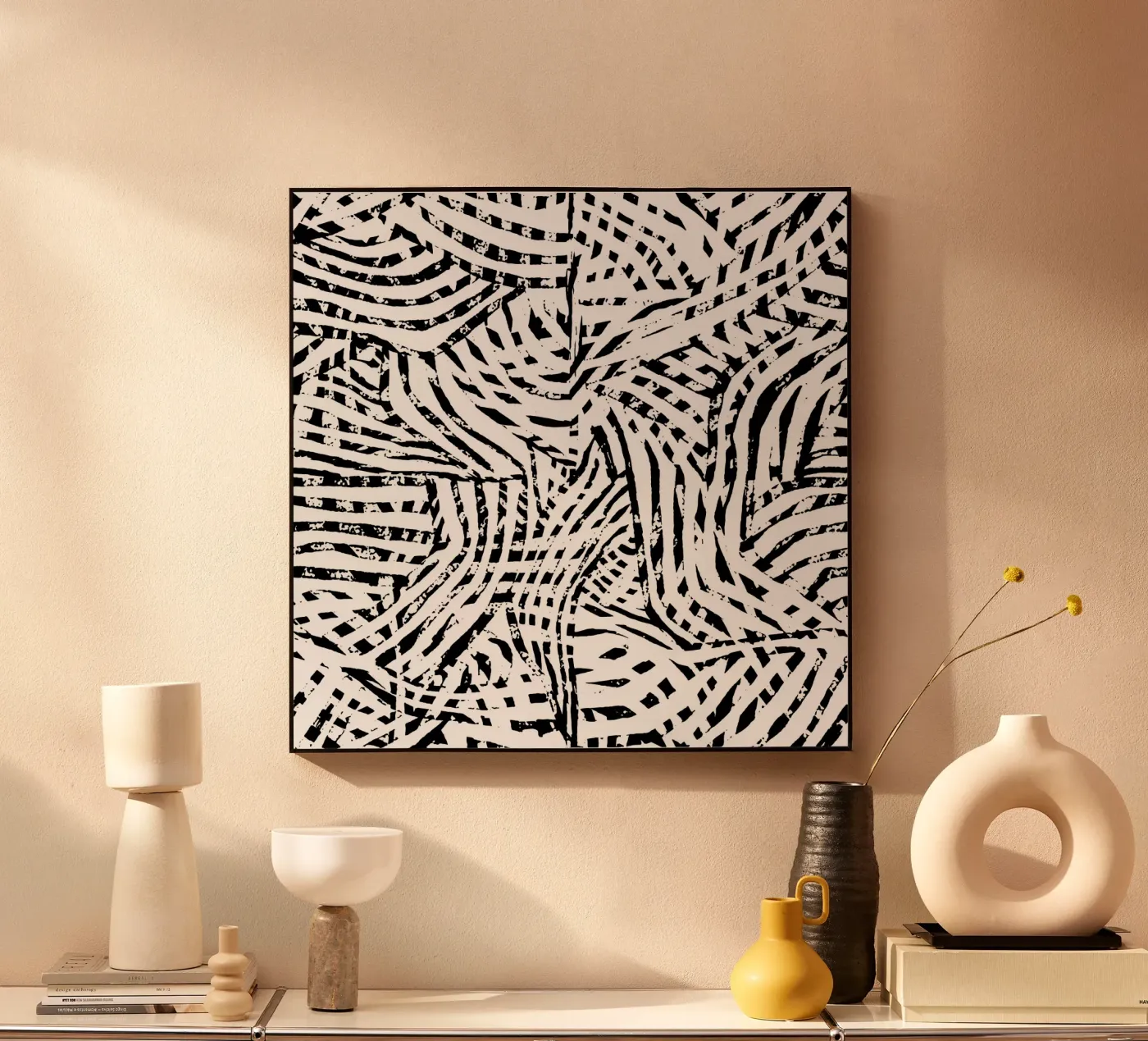 Black Lines acryl van Studio ROSAGRAU