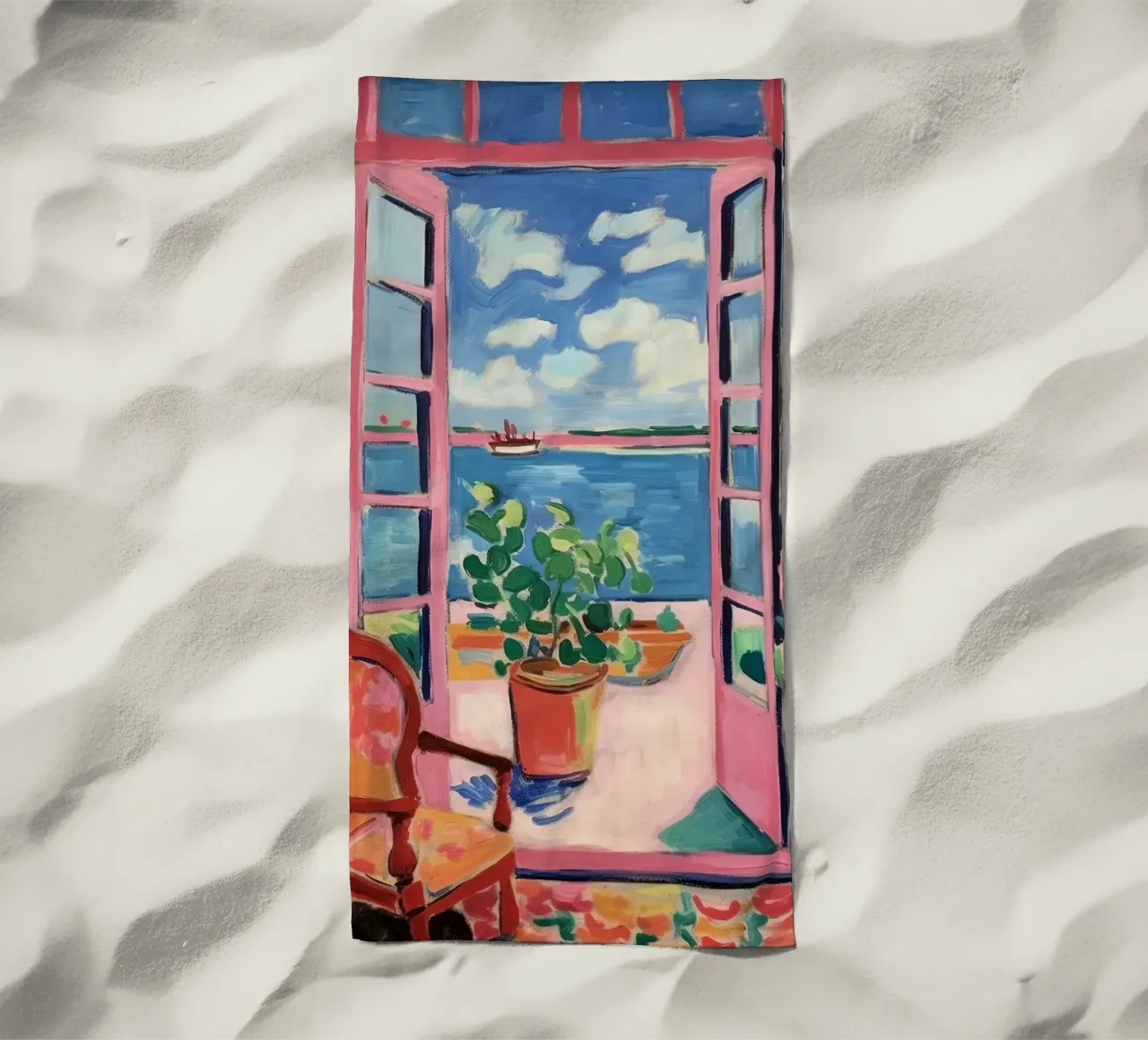 Finestre a sud: dove danzano luce e colori telo mare da Nikis Art Studio