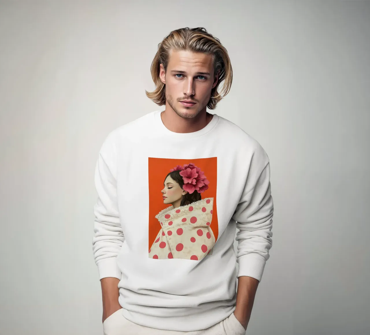 Donna con cappotto a pois felpa da Carinaprint