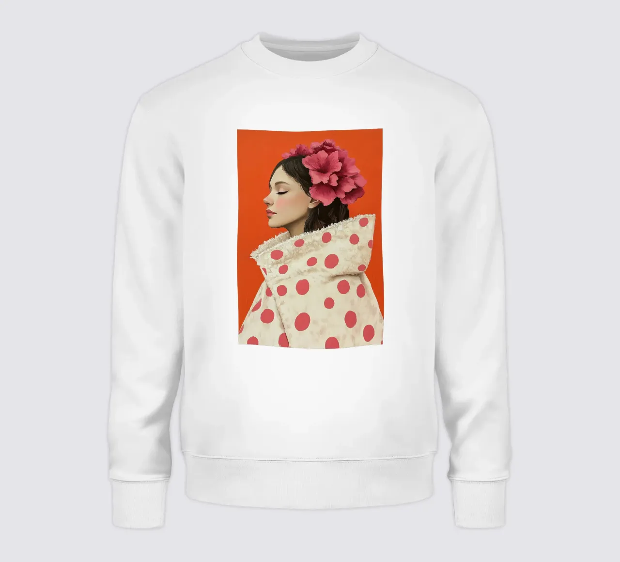 Donna con cappotto a pois felpa da Carinaprint