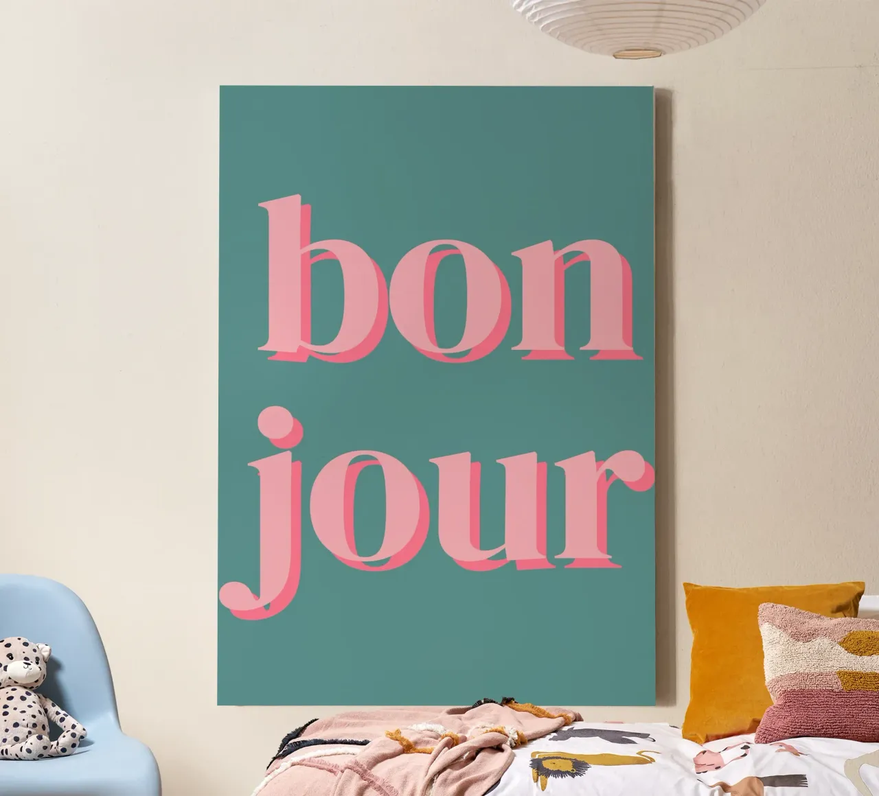 bonjour detto francese tela con Cornice a cassetta da pdigitalprints