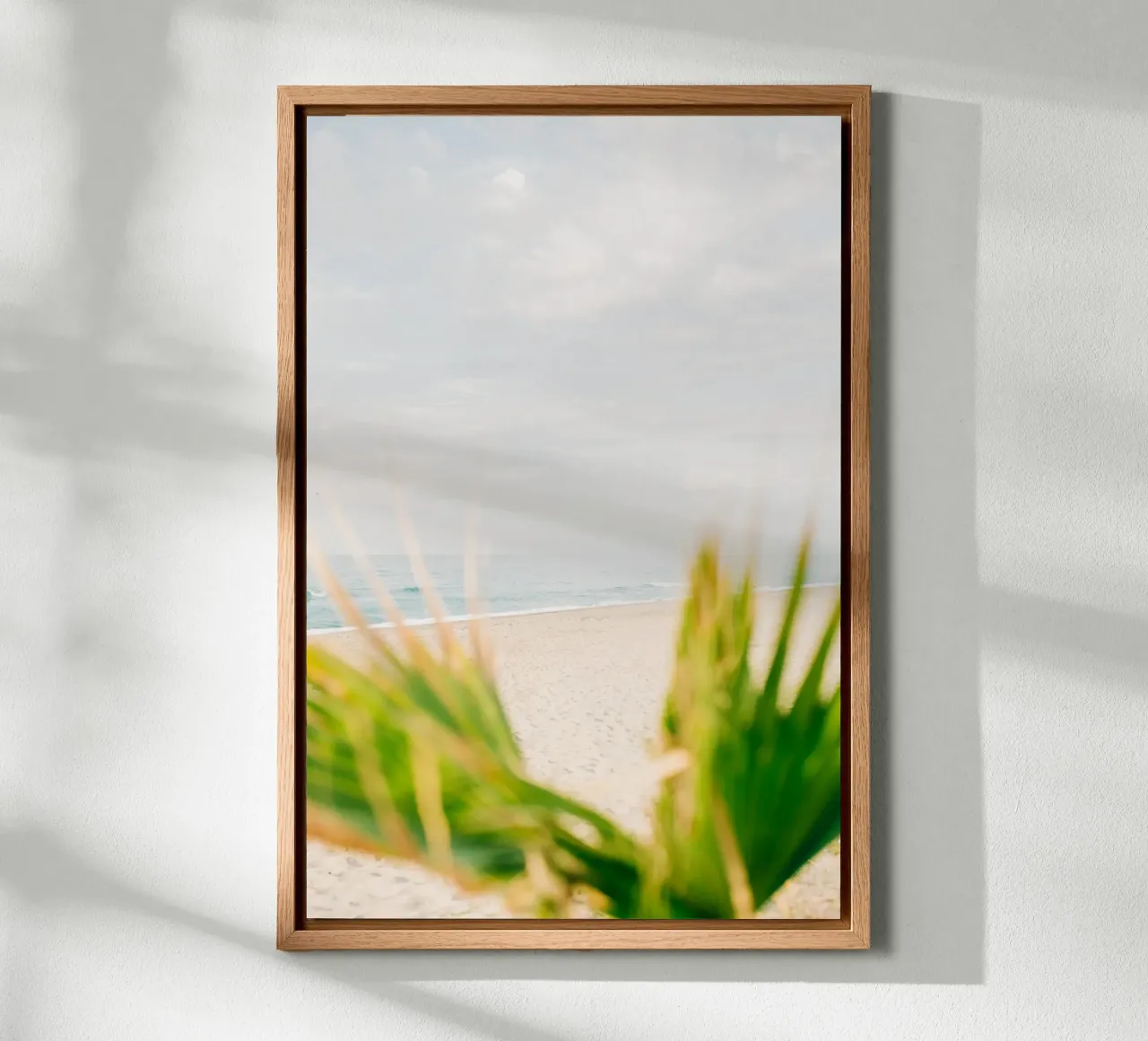 Palm tree on the beach of Crete, Greece - Travel photography canvas with Floater frame by Bold and Retro