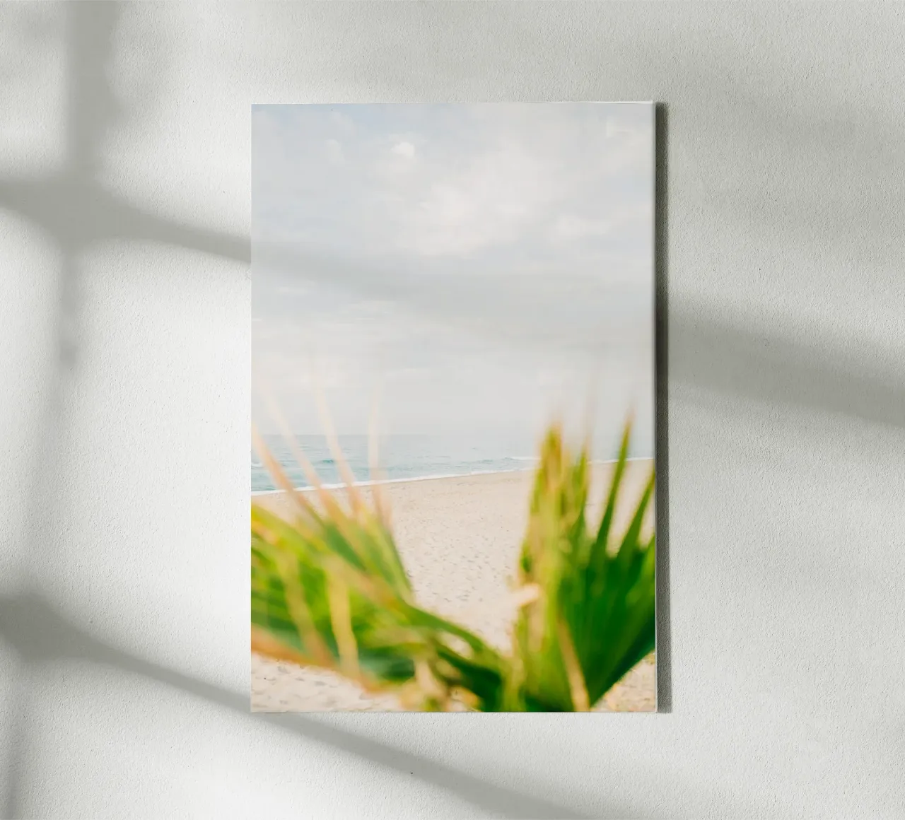 Palm tree on the beach of Crete, Greece - Travel photography canvas with Floater frame by Bold and Retro