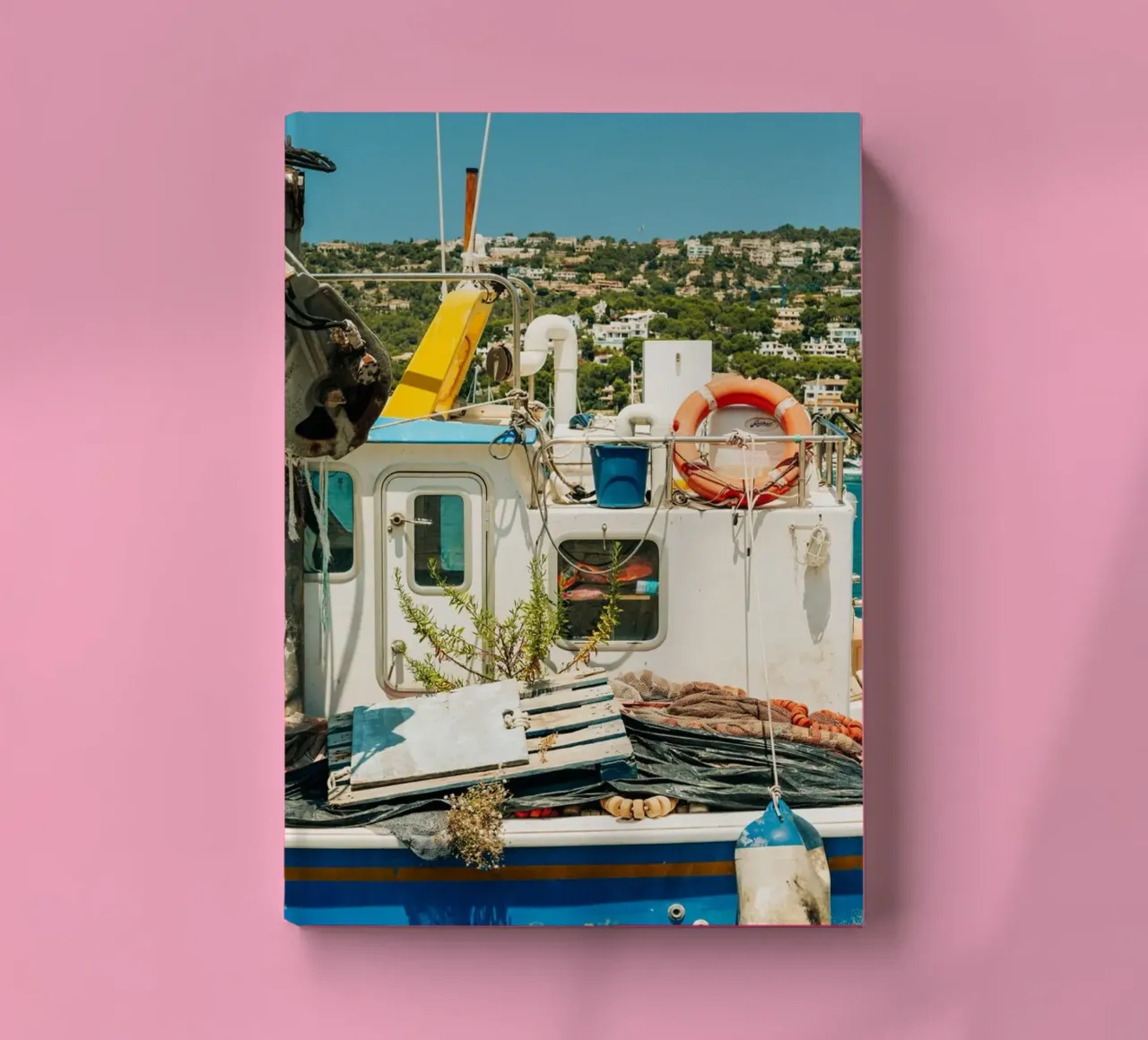 Mallorca - old fishing boat in the harbour of Port d'Andratx notebook by Bold and Retro