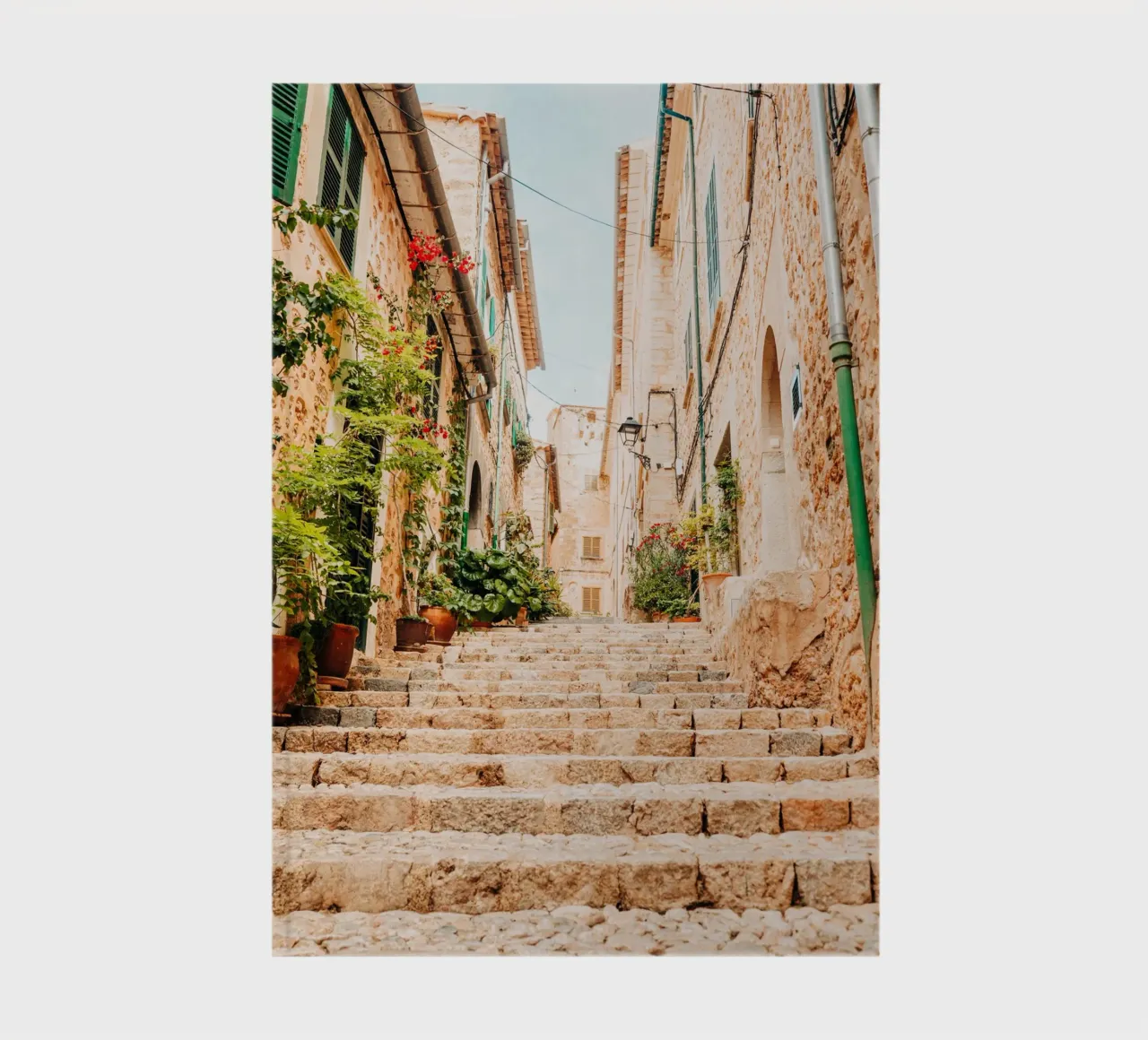 Mallorca - Stone staircase with green plants in Fornalutx notebook by Bold and Retro