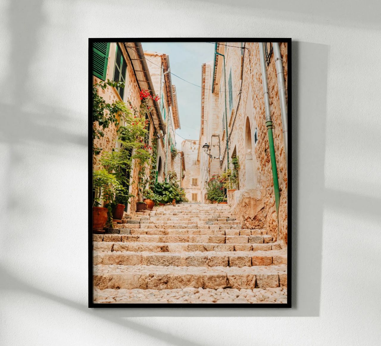Maiorca - Scala in pietra con piante verdi a Fornalutx poster da Bold and Retro