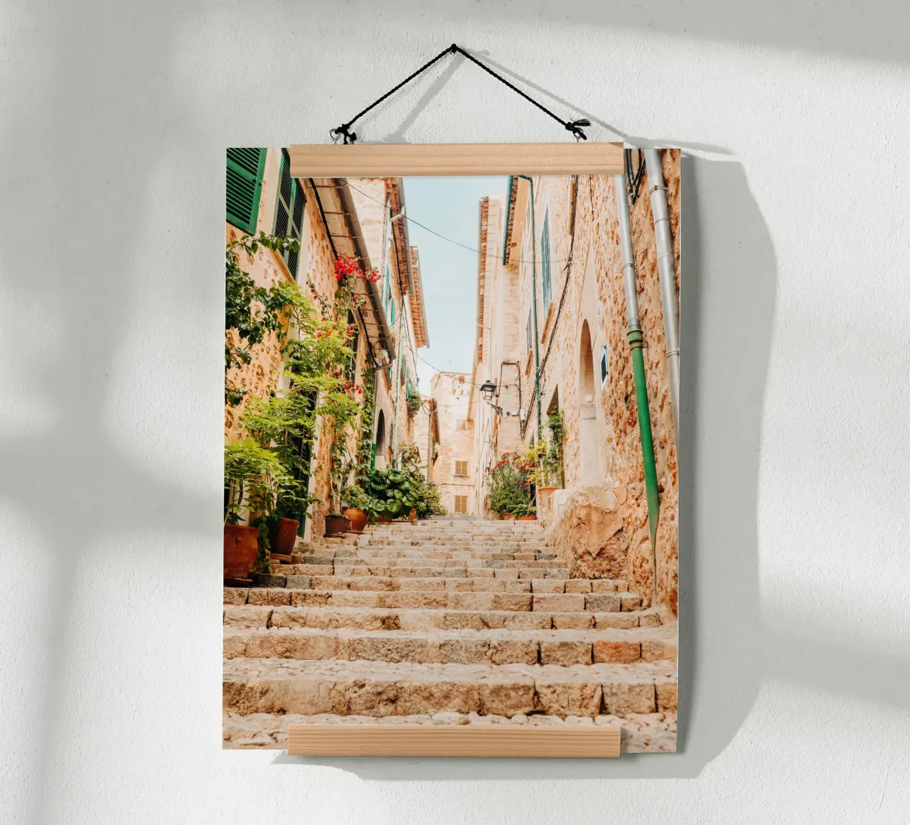 Maiorca - Scala in pietra con piante verdi a Fornalutx carta hahnemühle da Bold and Retro