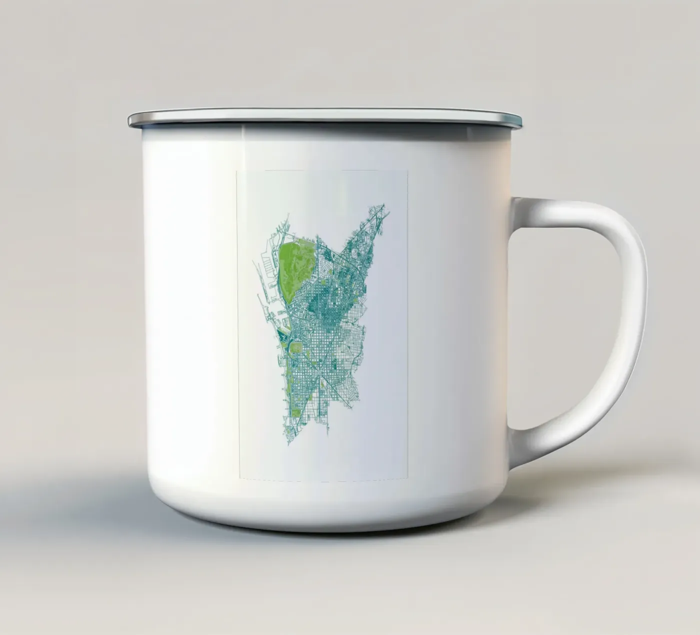Barcelona Pattern No Pattern enamel mug by Mattygug