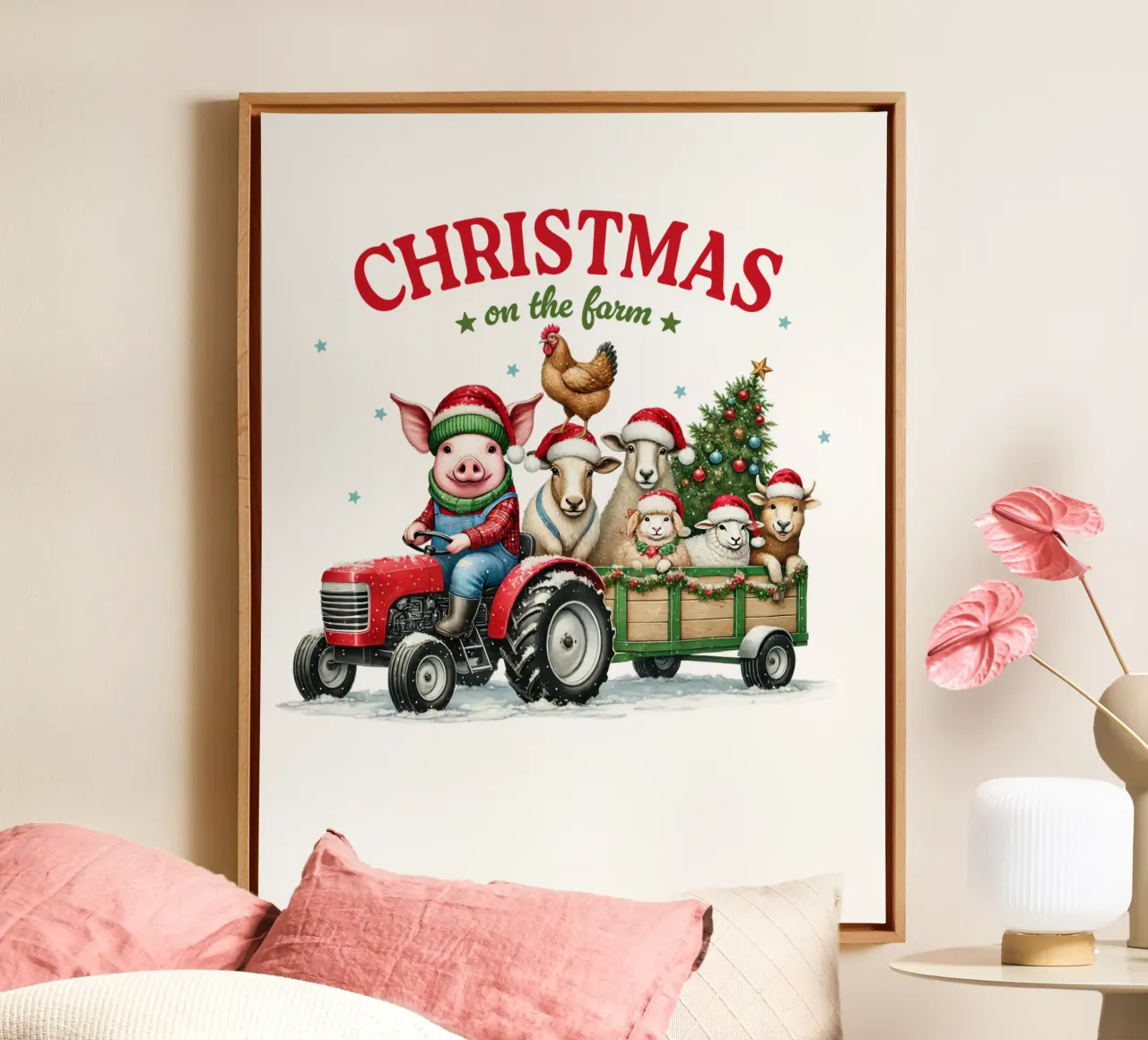X Christmas on the farm tela con Cornice a cassetta da edsonramosart