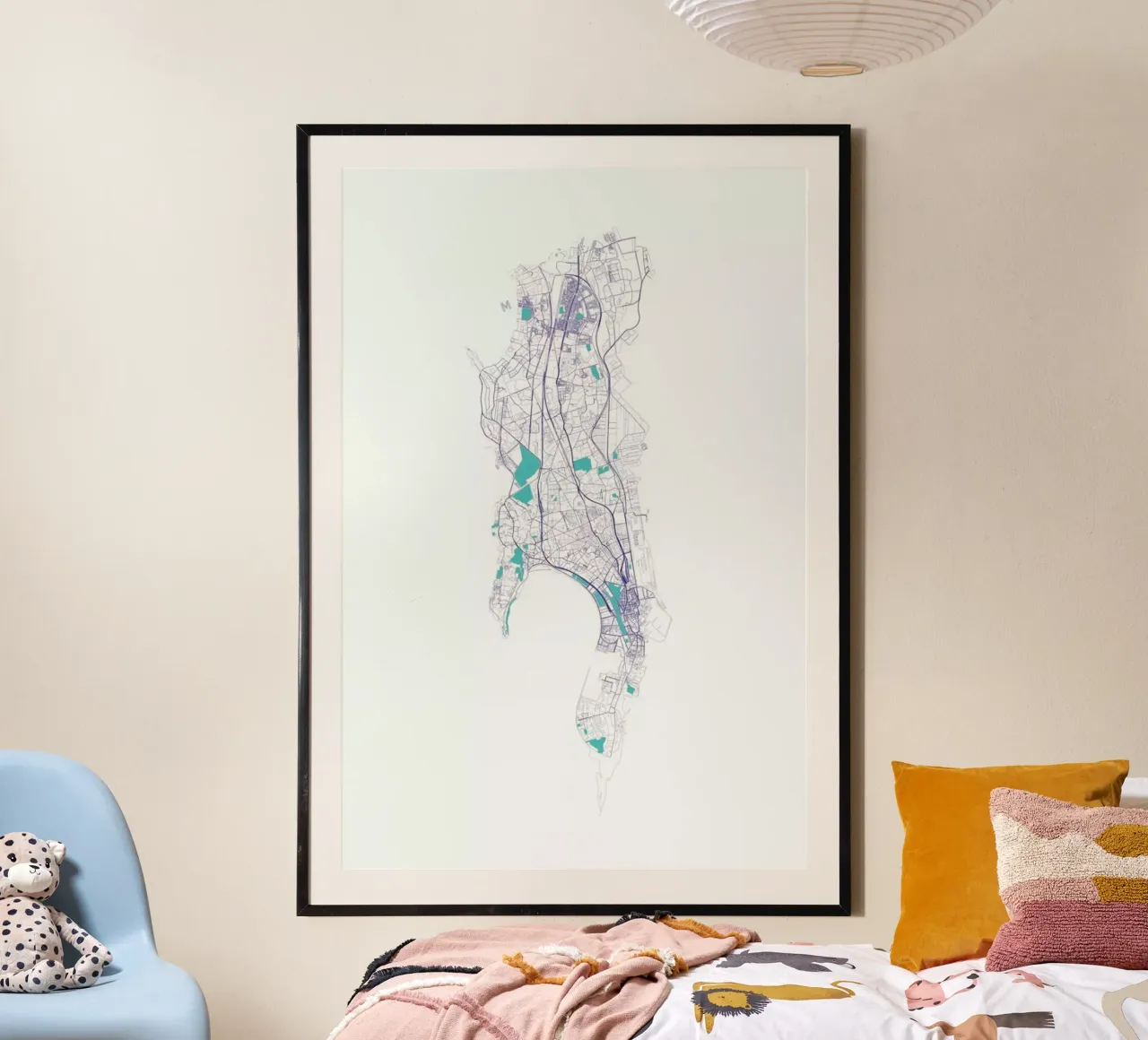 Mumbai poster con telaio in legno da Mattygug