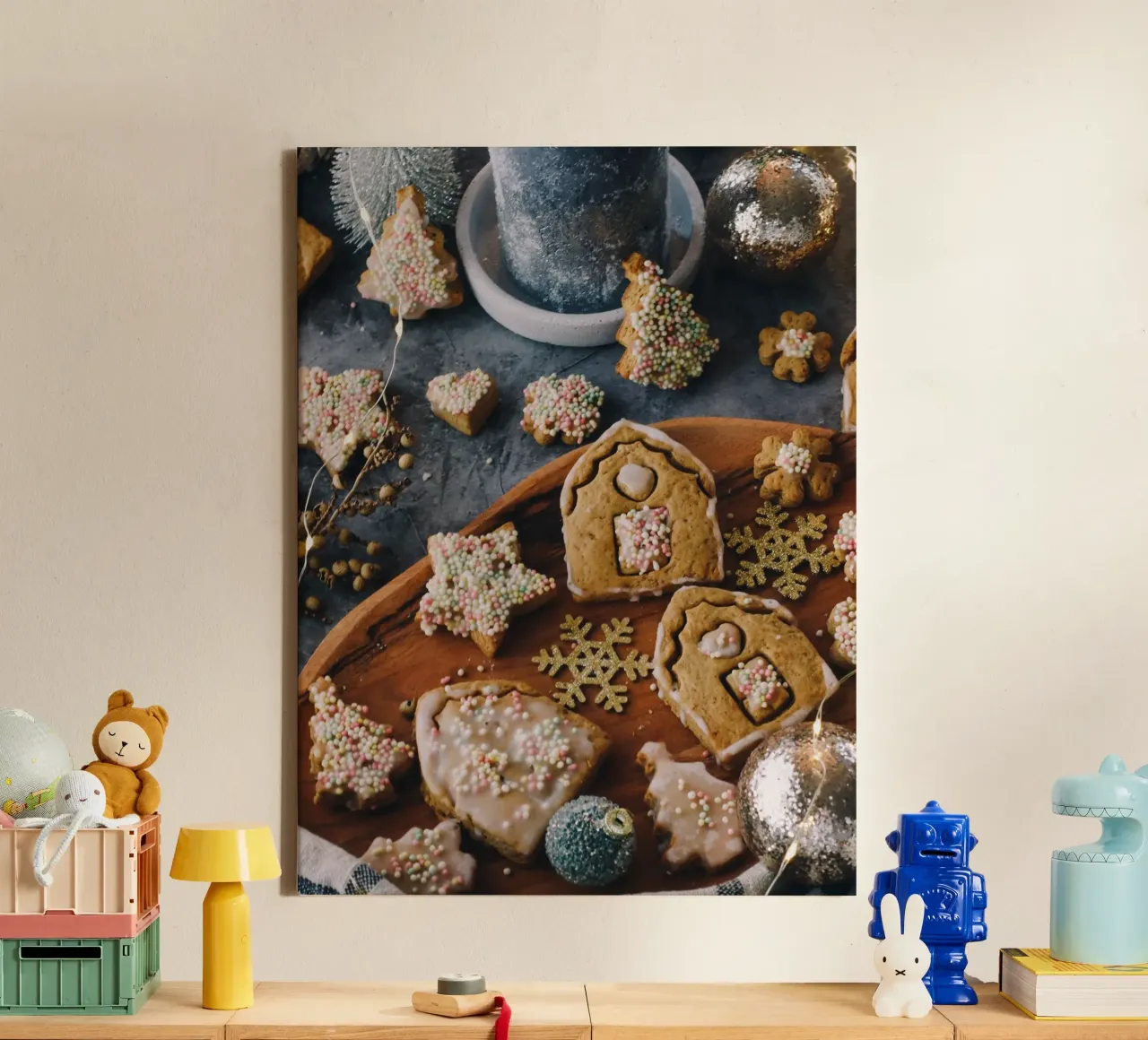 Gingerbread and biscuits - Christmas bakery motif canvas with Floater frame by Whole©