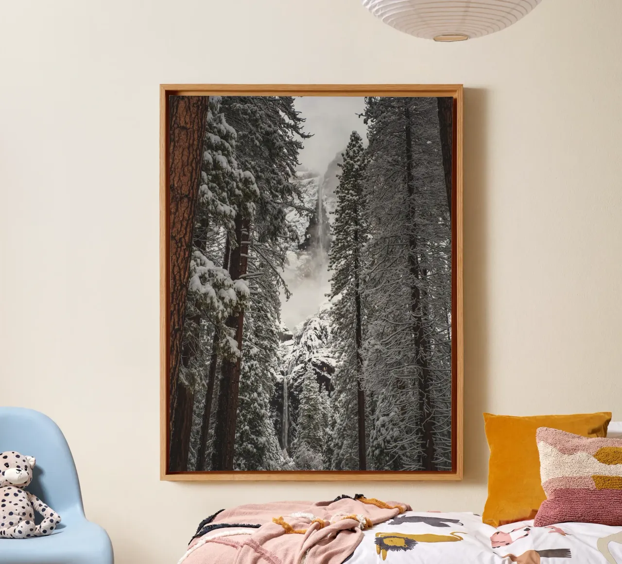 Snowy forest - winter landscape nature motif canvas with Floater frame by Whole©