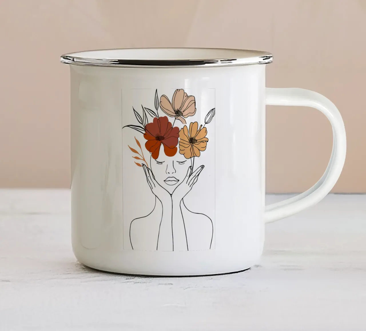Serene face with closed eyes taza de esmalte de LisaArtes