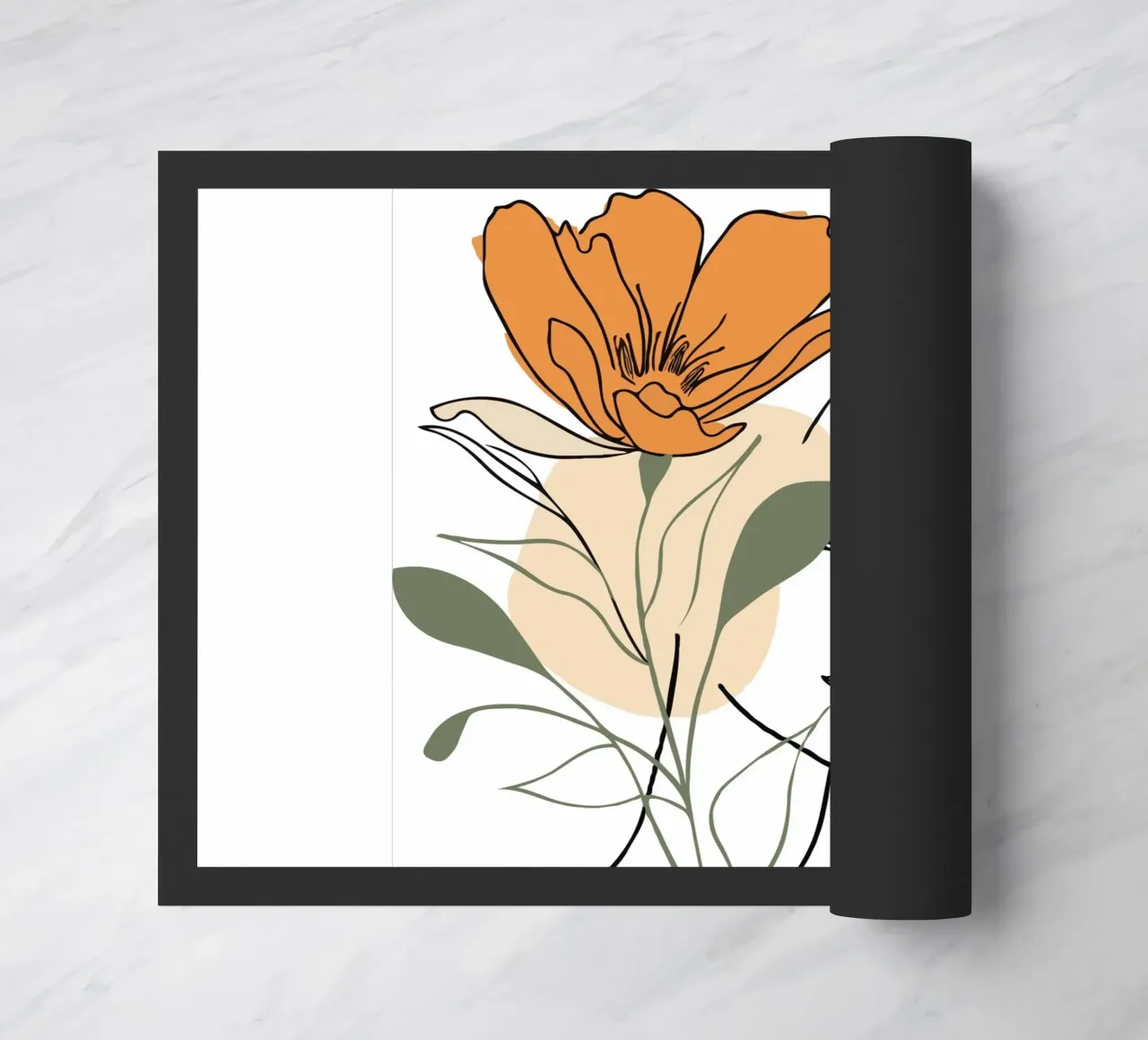 Serene face intertwined with a large orange flower zerbino da LisaArtes
