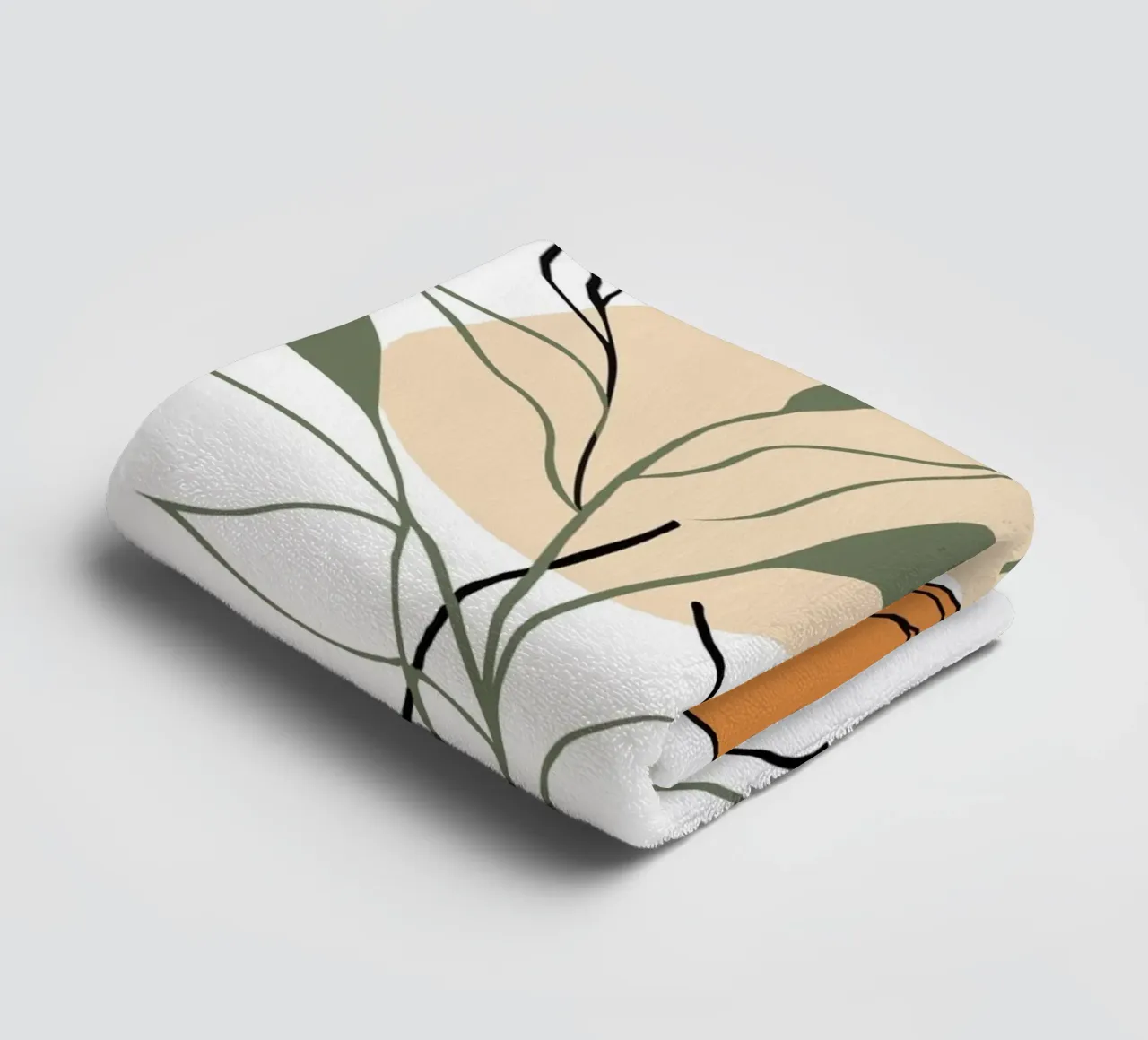 Serene face intertwined with a large orange flower toalla de baño de LisaArtes