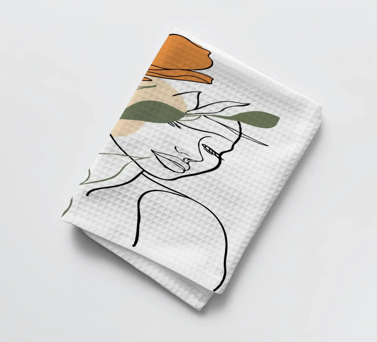 Serene face intertwined with a large orange flower torchon de LisaArtes