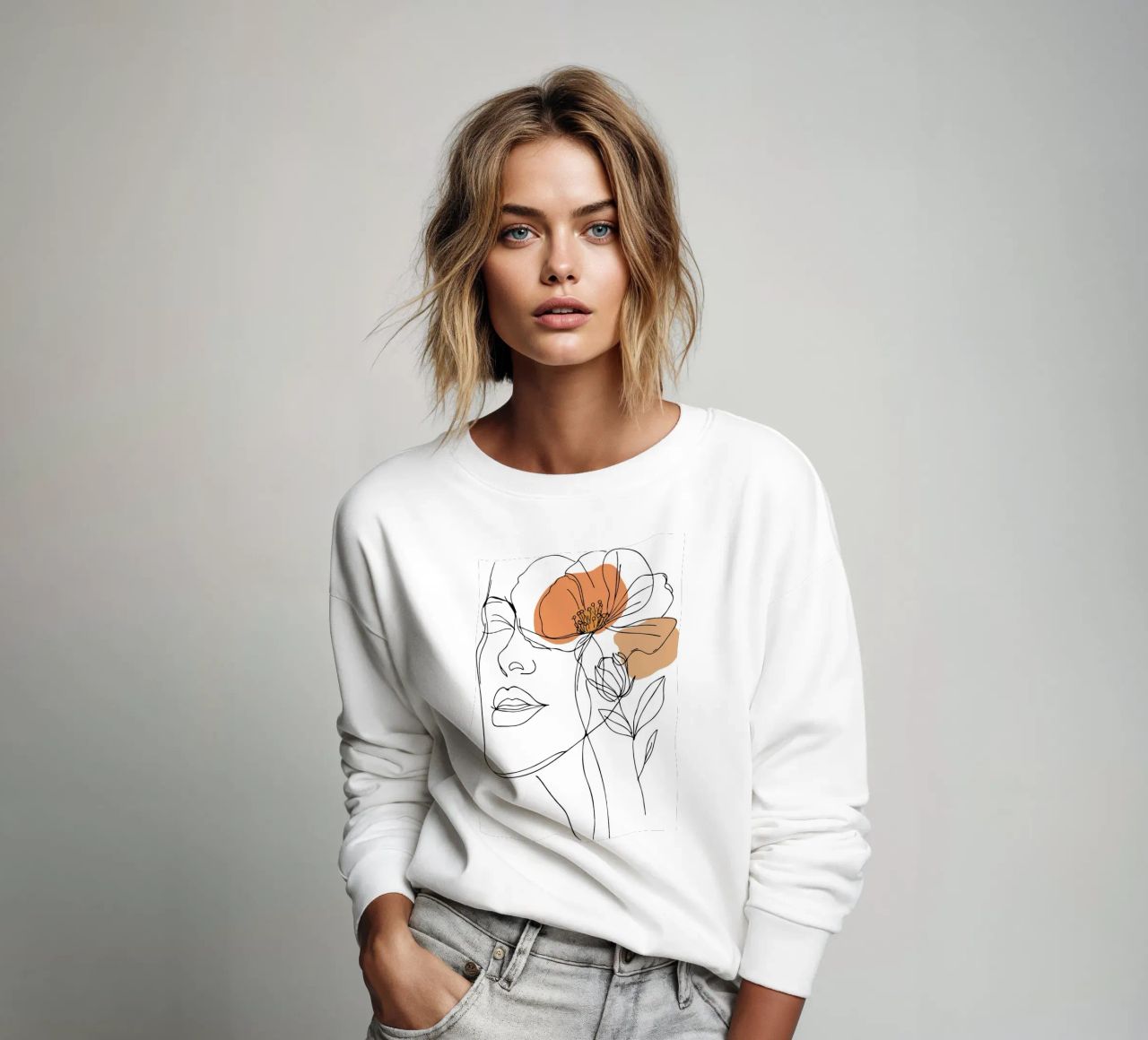 Woman's face elegantly sudadera de LisaArtes