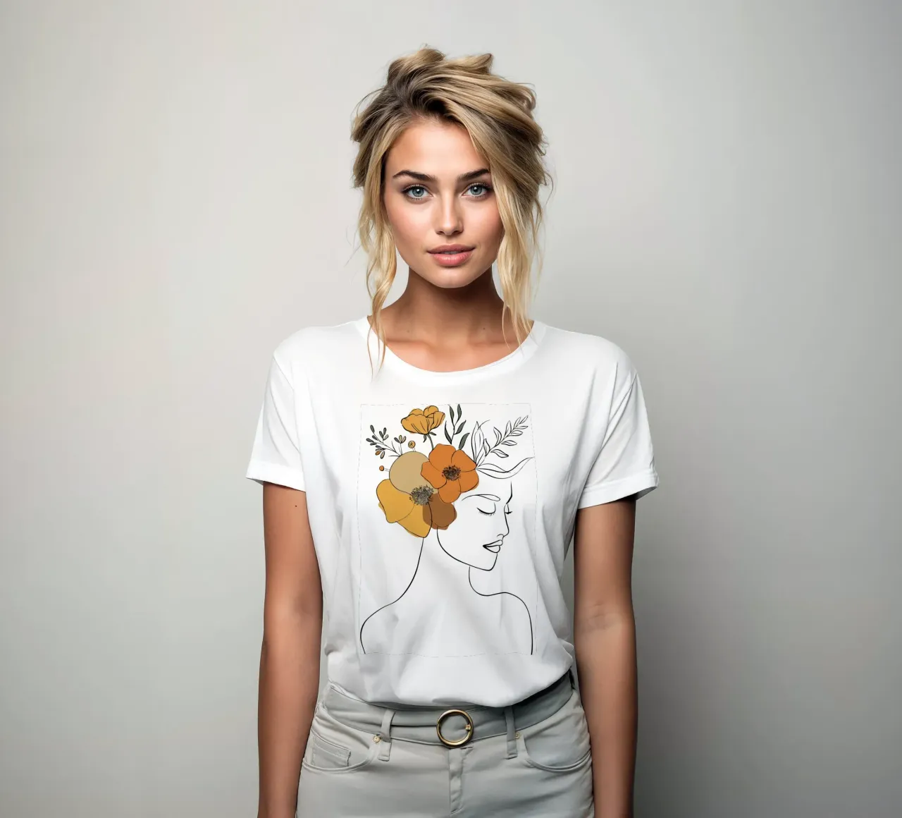 Woman's profile with a serene expression t-shirt da donna da LisaArtes