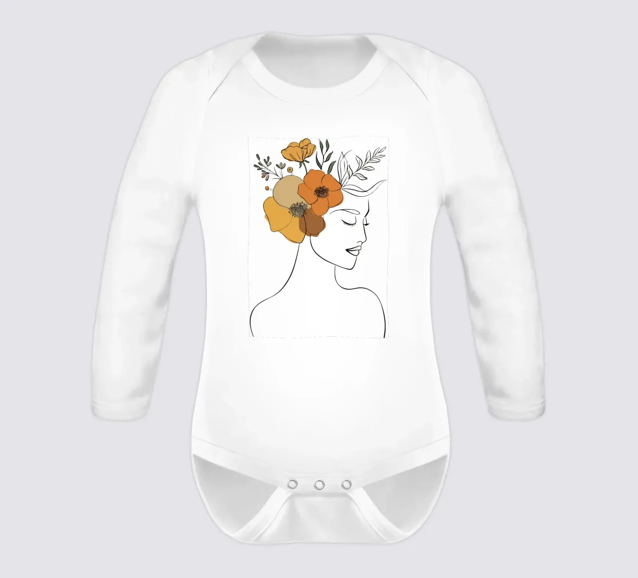 Woman's profile with a serene expression body neonato maniche lunghe da LisaArtes