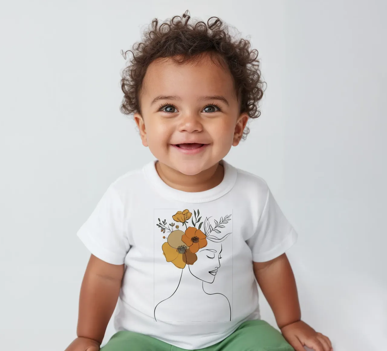 Woman's profile with a serene expression baby t-shirt van LisaArtes
