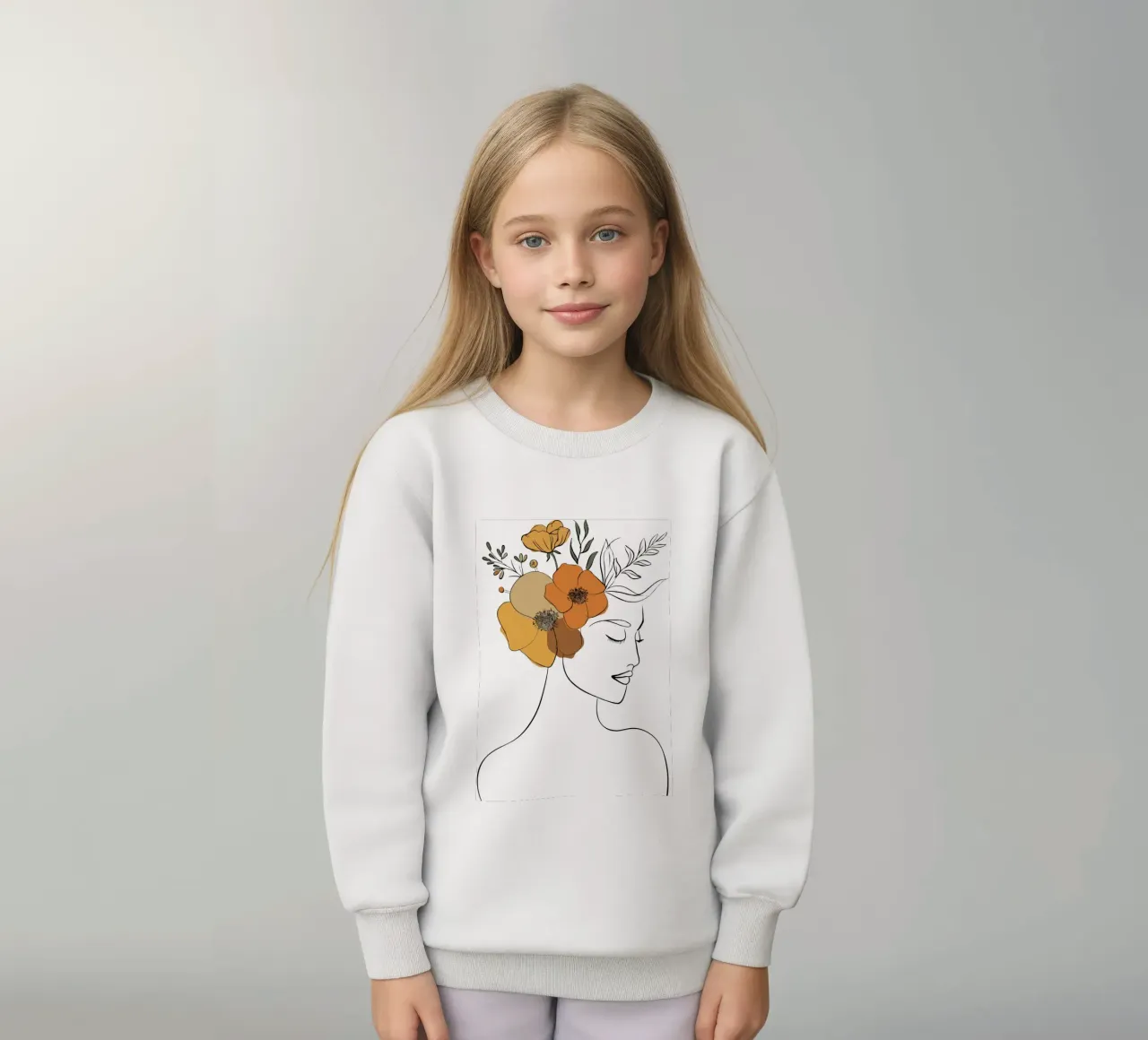 Woman's profile with a serene expression Kinder Sweatshirt von LisaArtes
