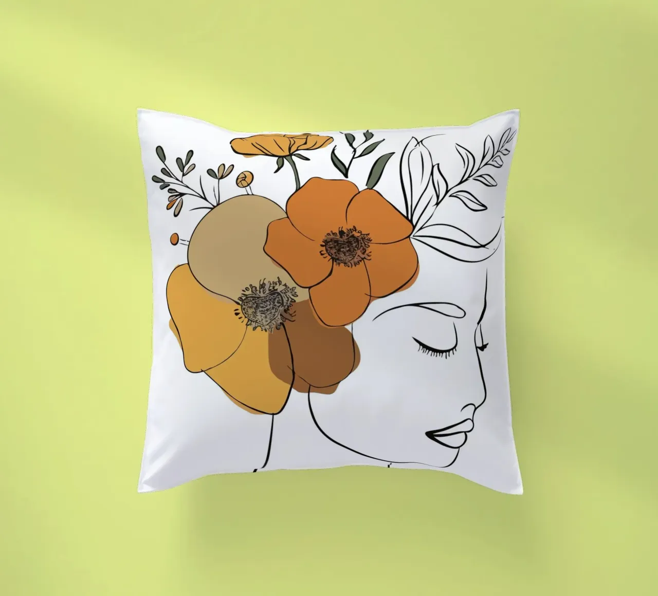 Woman's profile with a serene expression coussin de LisaArtes