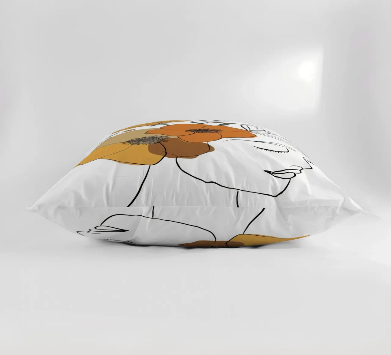 Woman's profile with a serene expression cuscino da LisaArtes