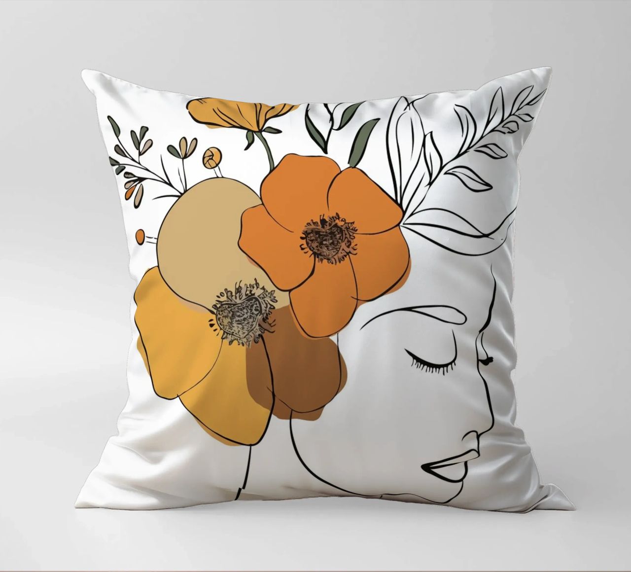 Woman's profile with a serene expression coussin de LisaArtes