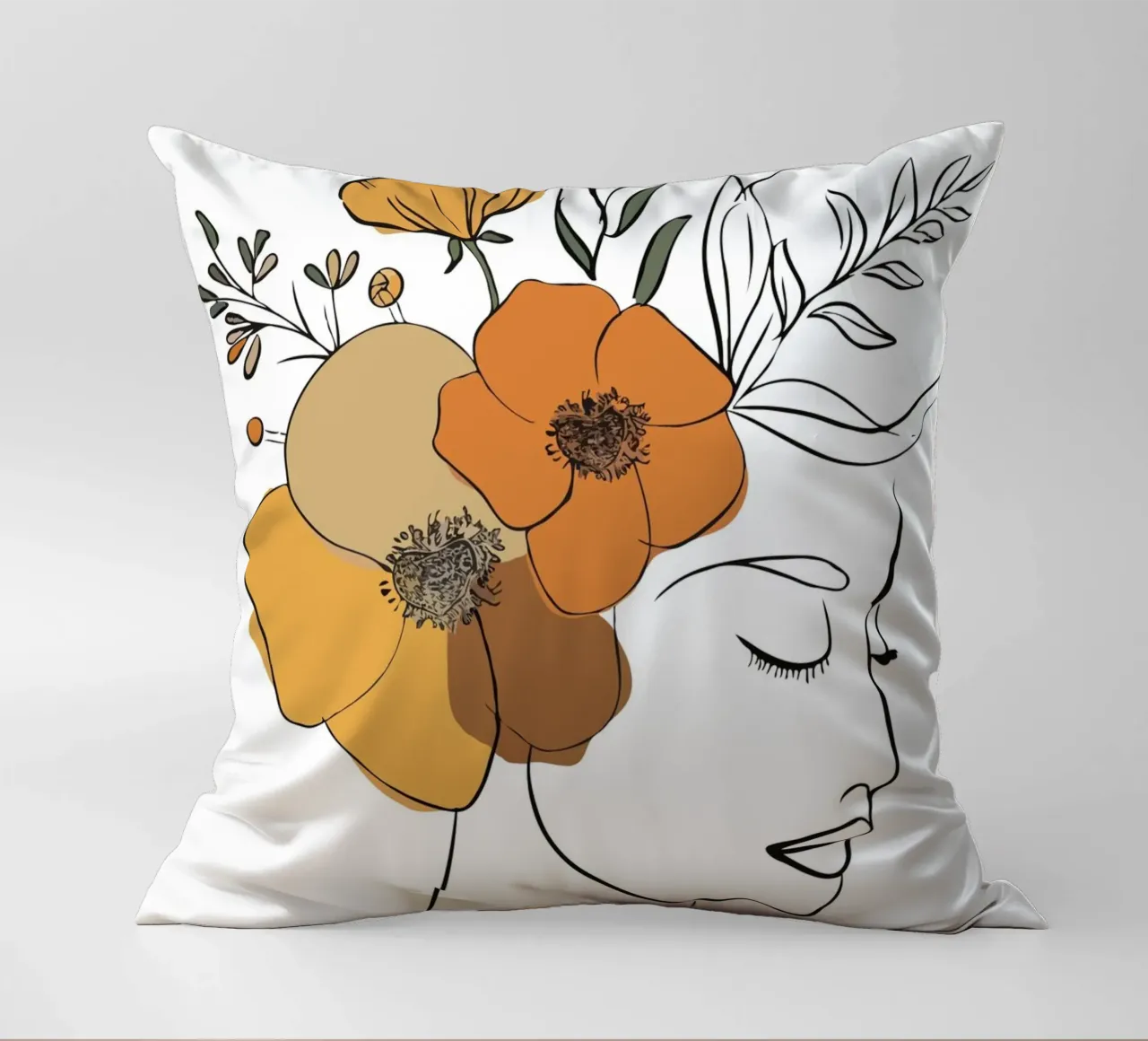 Woman's profile with a serene expression cuscino da LisaArtes