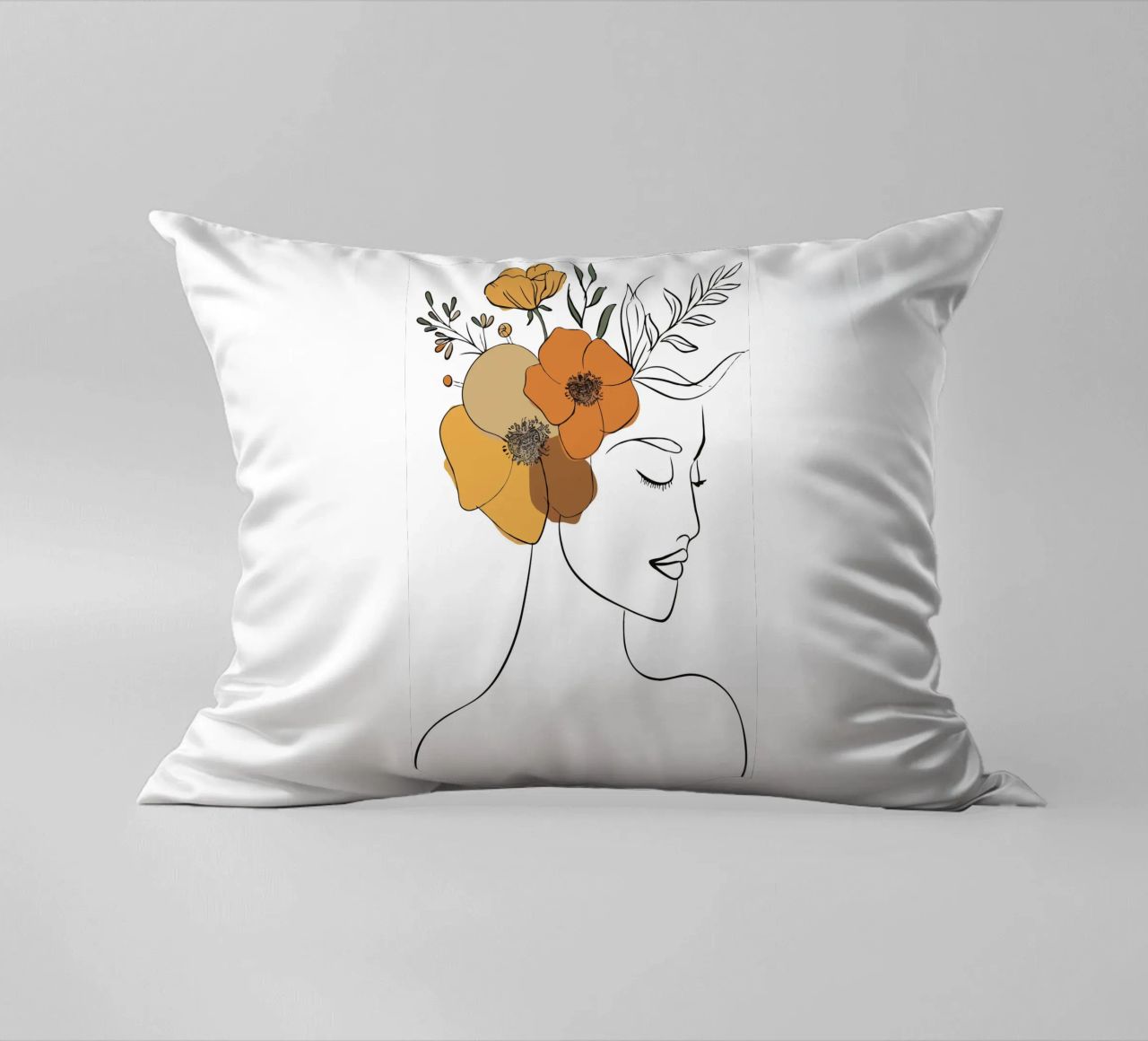 Woman's profile with a serene expression coussin de LisaArtes