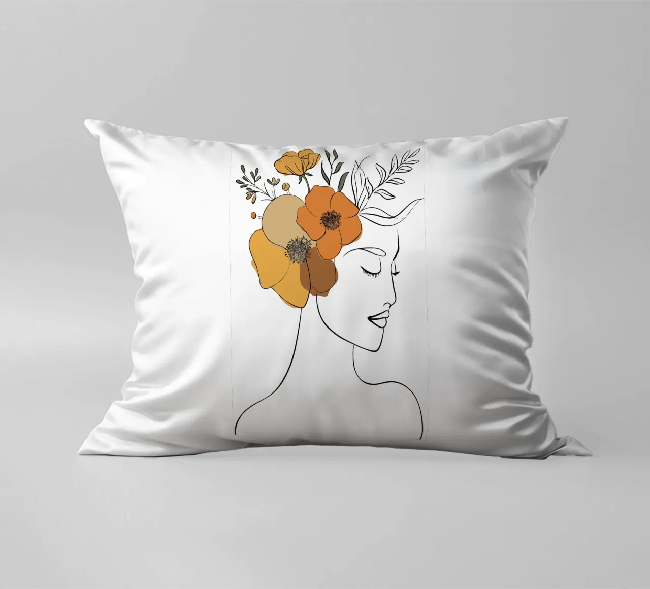 Woman's profile with a serene expression cuscino da LisaArtes