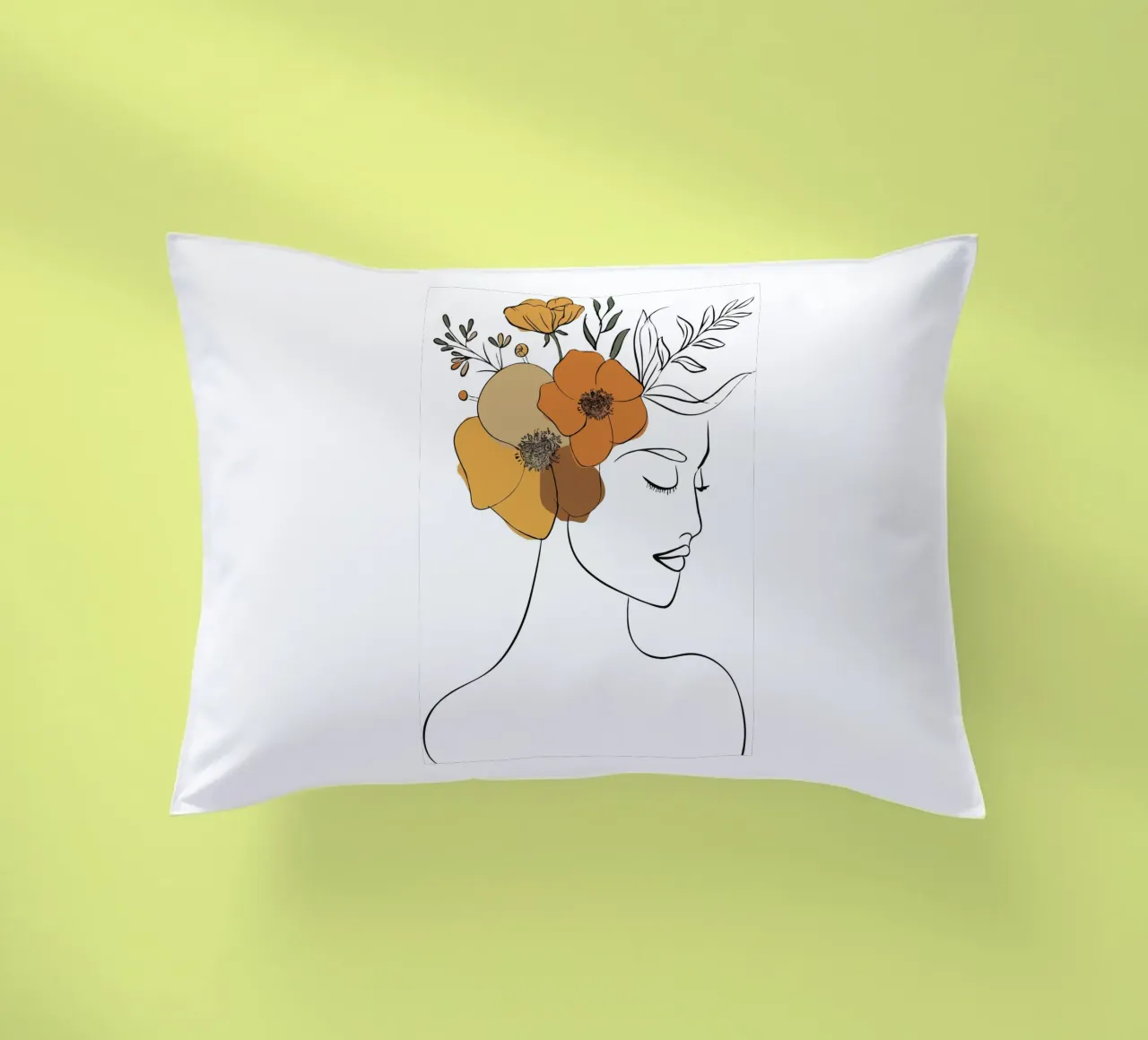 Woman's profile with a serene expression Kissen von LisaArtes