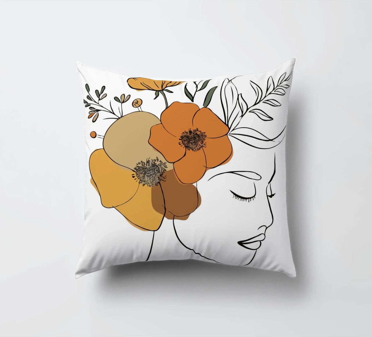 Woman's profile with a serene expression coussin de LisaArtes