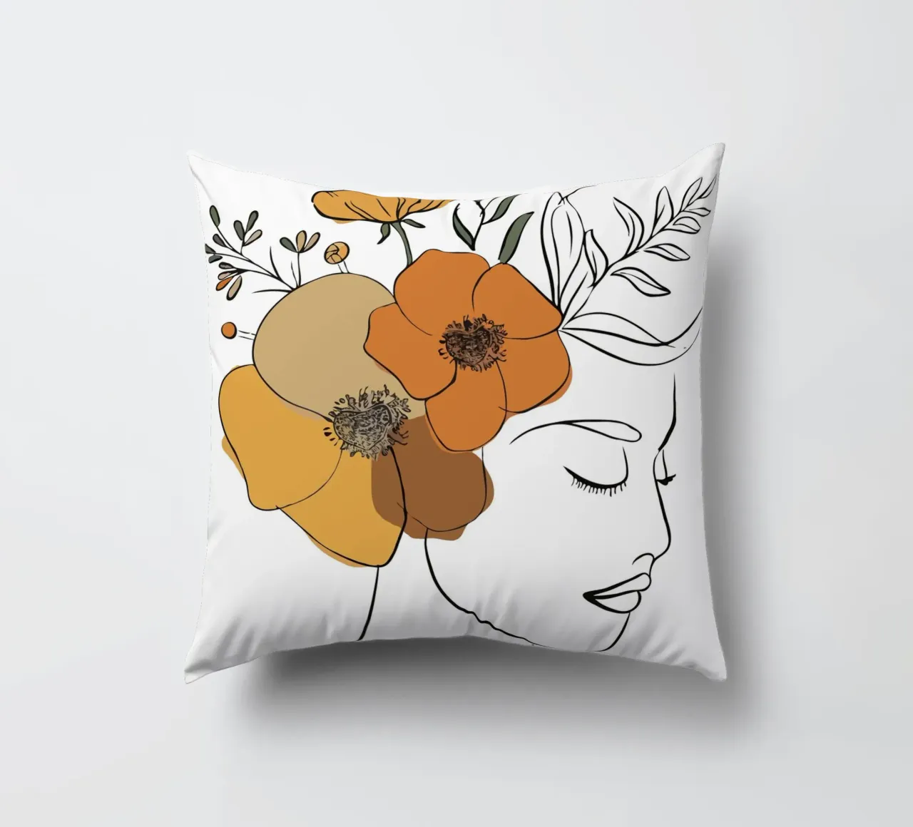 Woman's profile with a serene expression cuscino da LisaArtes