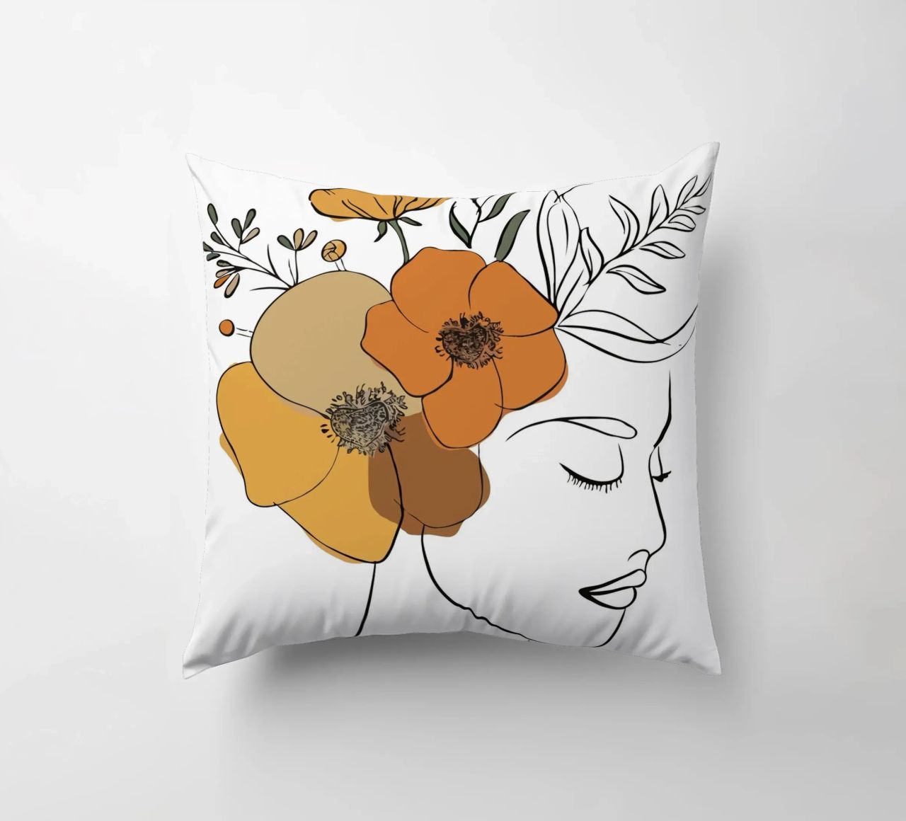 Woman's profile with a serene expression coussin de LisaArtes