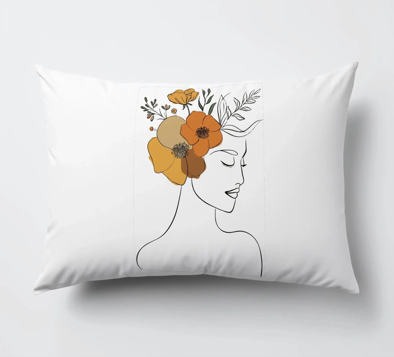 Woman's profile with a serene expression coussin de LisaArtes