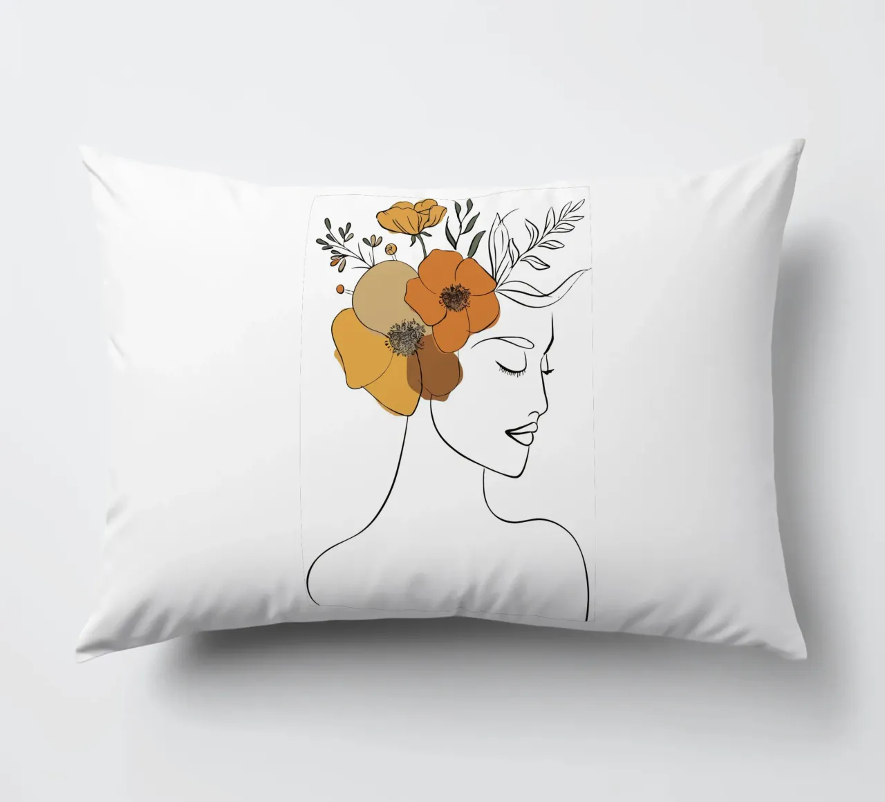 Woman's profile with a serene expression Kissen von LisaArtes