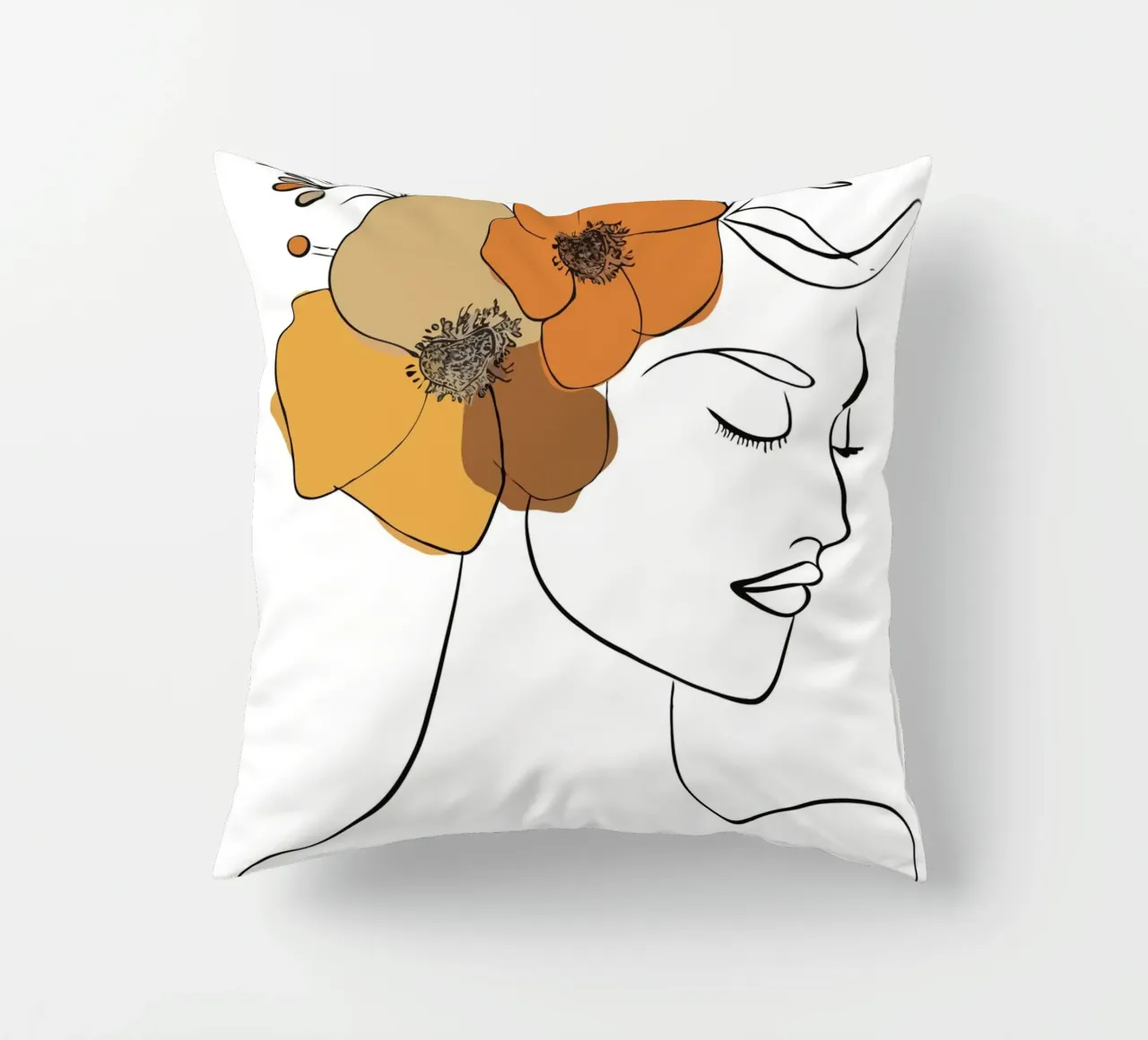 Woman's profile with a serene expression coussin de LisaArtes