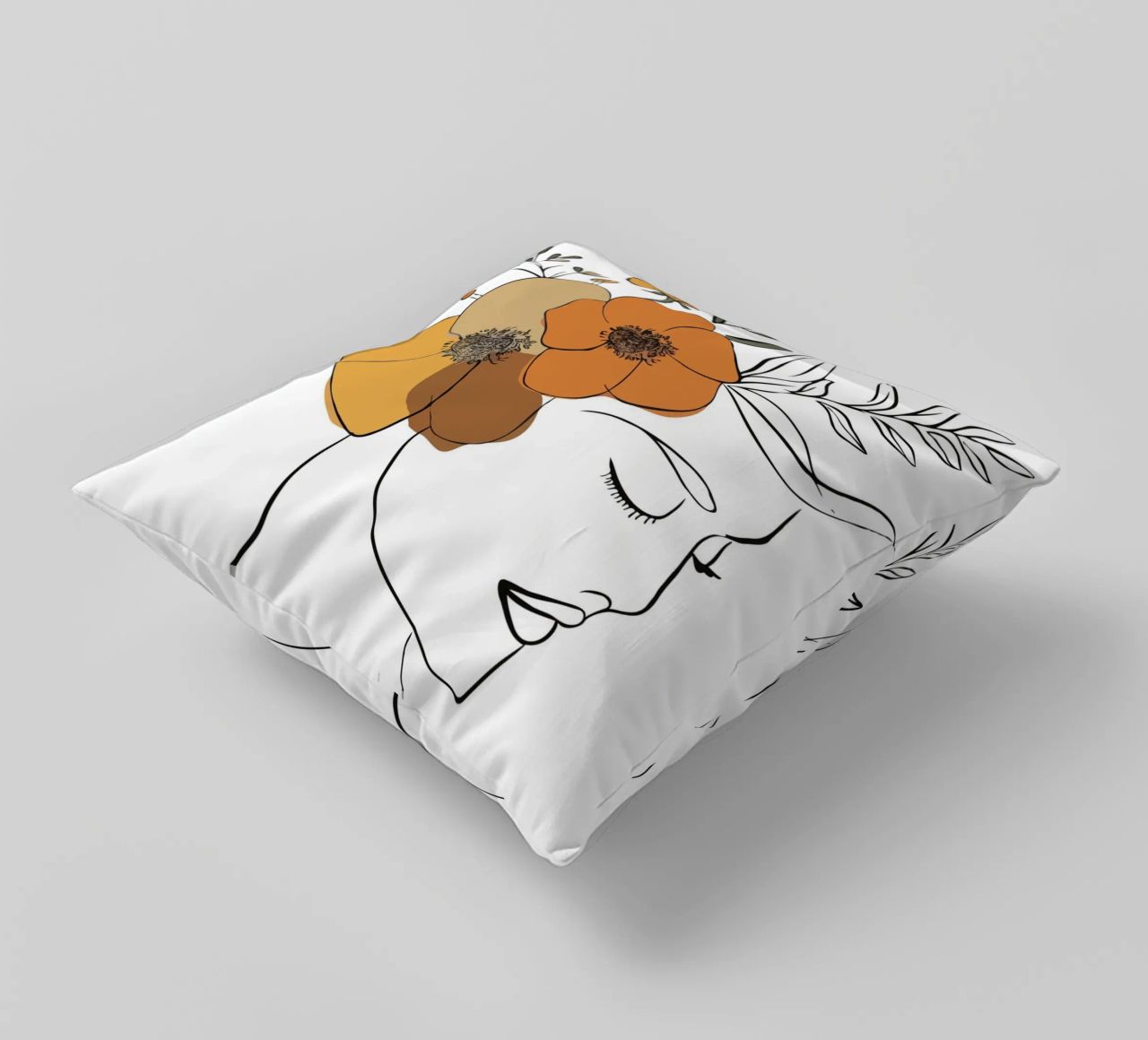 Woman's profile with a serene expression coussin de LisaArtes