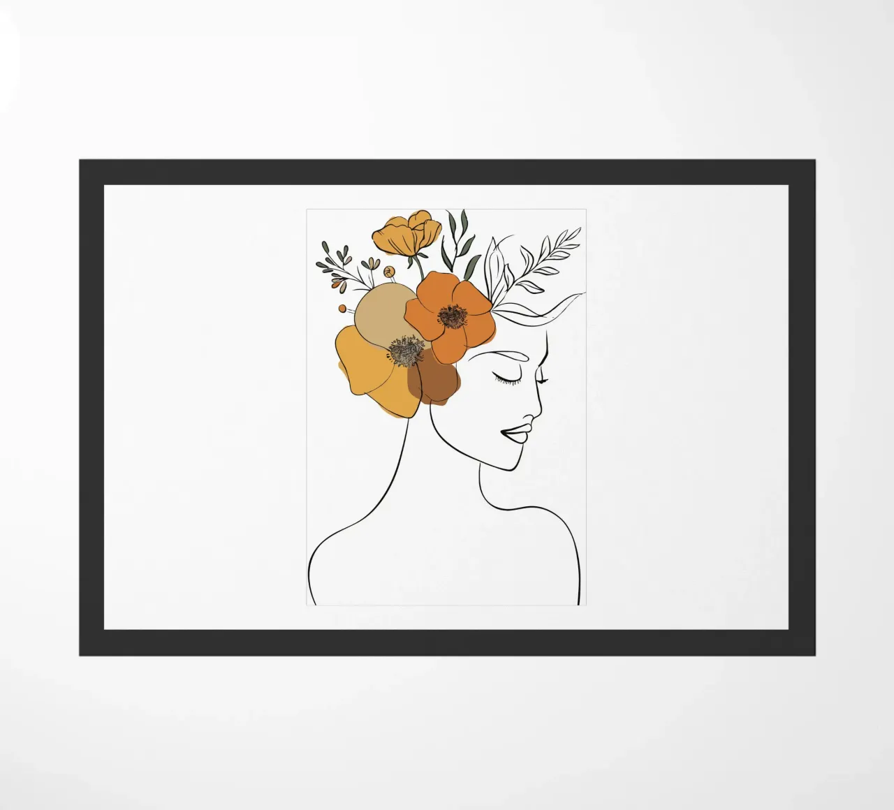 Woman's profile with a serene expression Fußmatte von LisaArtes