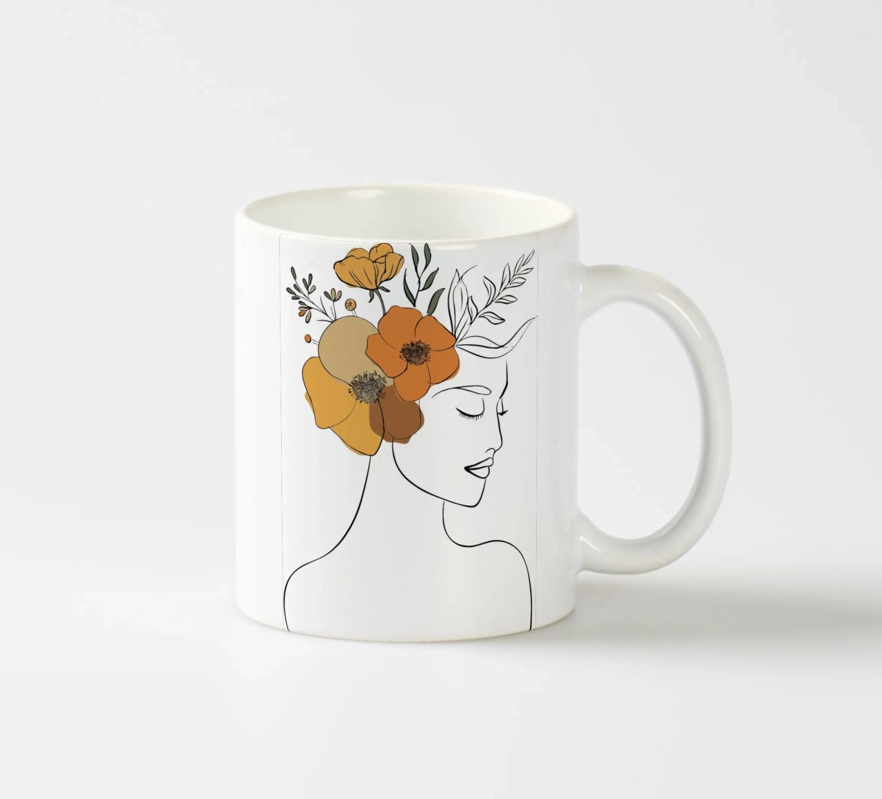 Woman's profile with a serene expression keramische mok van LisaArtes