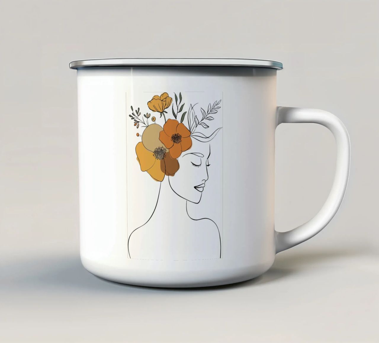 Woman's profile with a serene expression mug en émail de LisaArtes