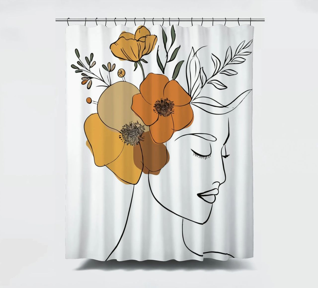 Woman's profile with a serene expression tenda da doccia da LisaArtes