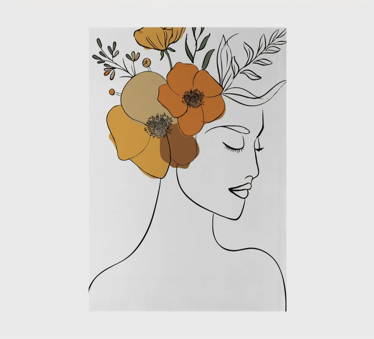 Woman's profile with a serene expression notebook by LisaArtes