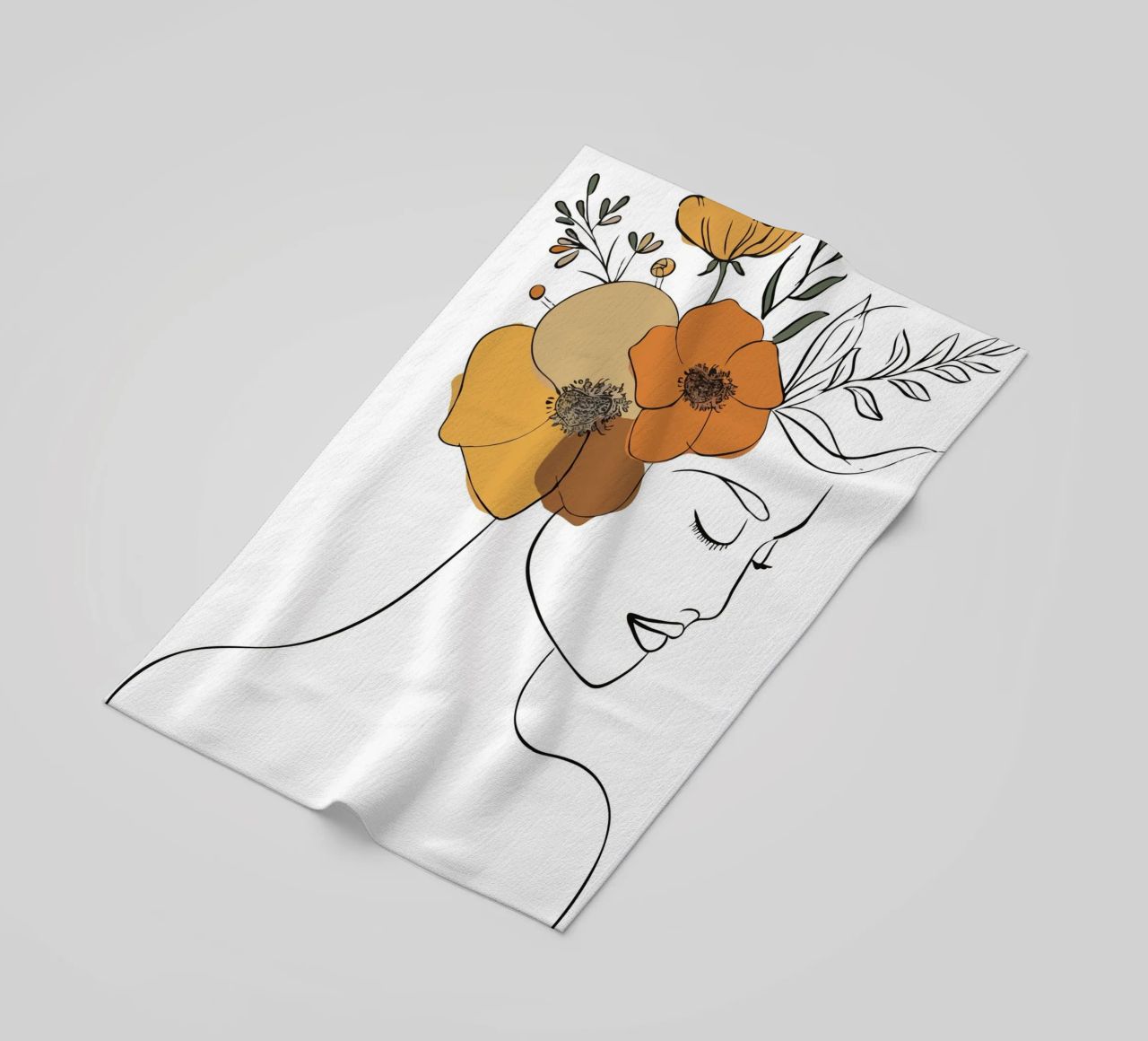 Woman's profile with a serene expression serviette de plage de LisaArtes