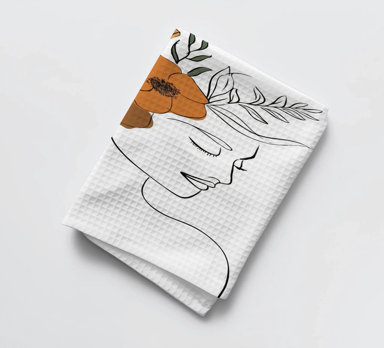 Woman's profile with a serene expression torchon de LisaArtes