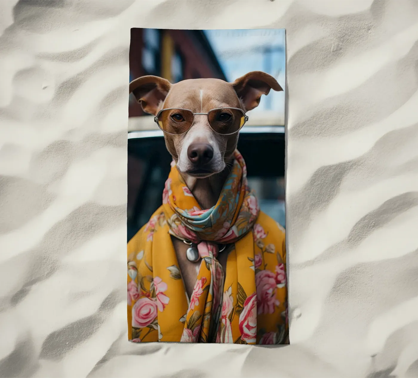 Jacques strandhanddoek van Affiches Chien Originales – Dogland